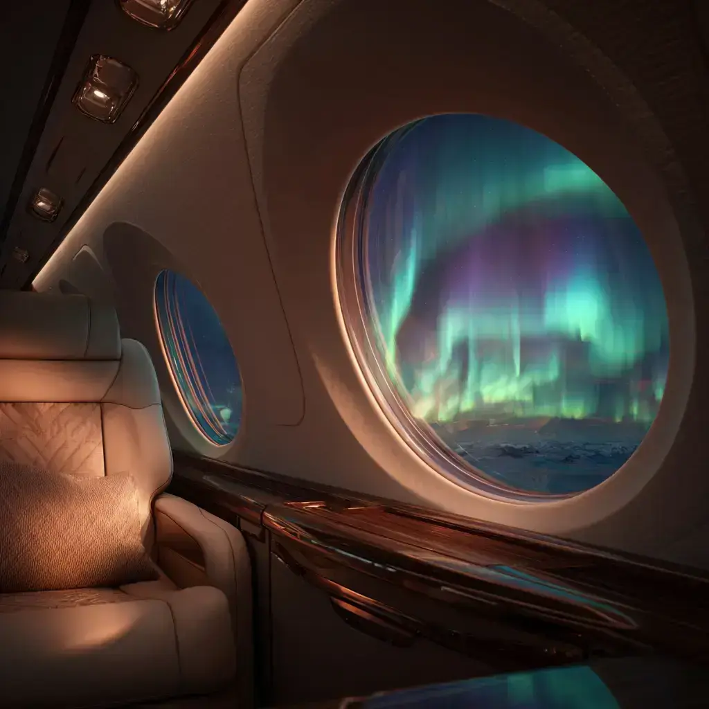 Ventana de avión privado con vista a plataforma - Qet Catering Servicios Inflight